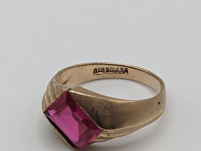 10k Ruby Ring. Emerald Cut Ruby Ring. LC Ruby Pinkie ring. Ruby Pinky ring.