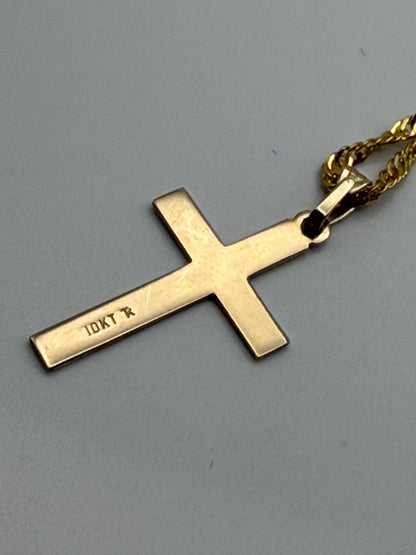 10k Two Tone Gold Etched Design Cross Pendant comes with a Complimentary 18k GF