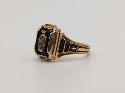 10k Vintage Solid 10k Yellow Gold Onyx  1966 High School Ring. 10k Pinky Ring.