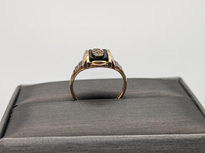 10k Vintage Solid 10k Yellow Gold Onyx  1966 High School Ring. 10k Pinky Ring.