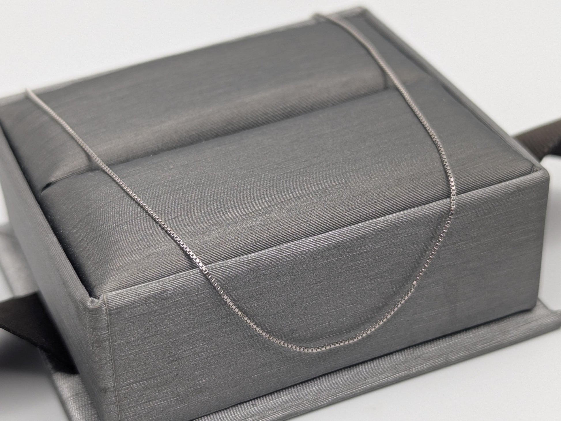 10k Whtie Gold Box Chain Necklace 18inch Box Chain Vintage Italian Box Chain.