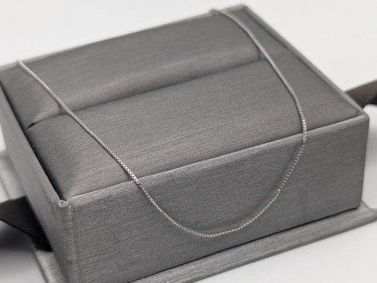 10k Whtie Gold Box Chain Necklace 18inch Box Chain Vintage Italian Box Chain.