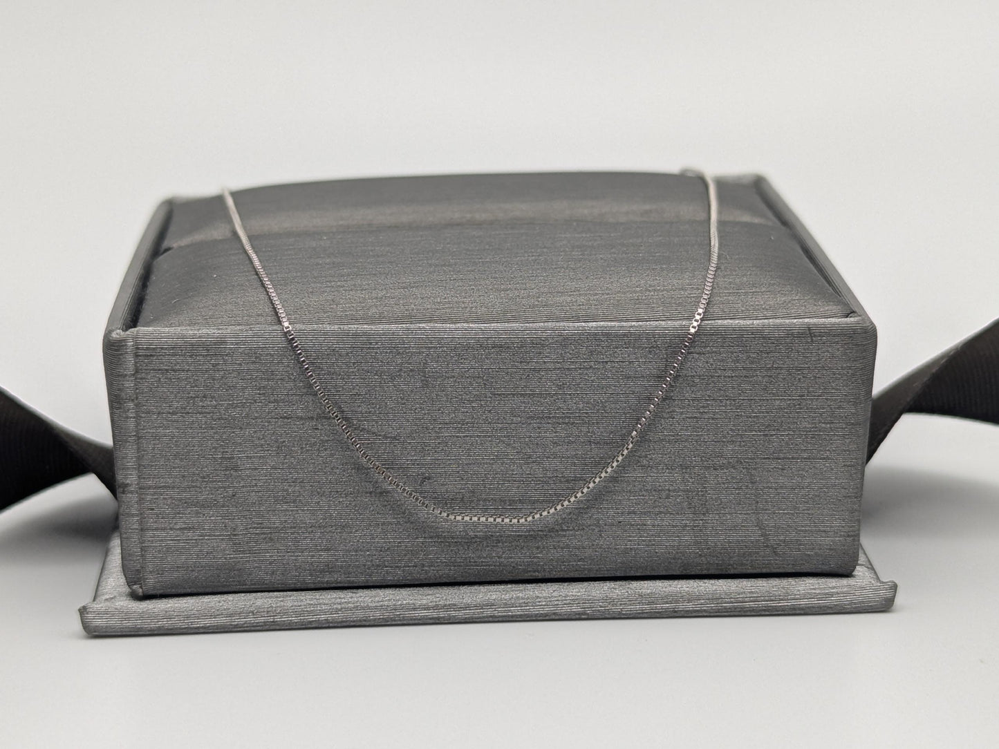 10k Whtie Gold Box Chain Necklace 18inch Box Chain Vintage Italian Box Chain.