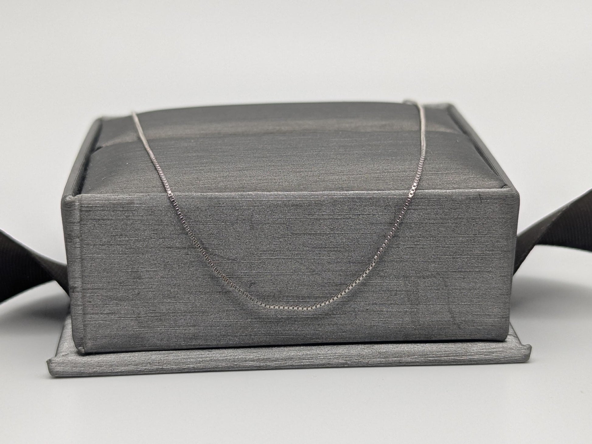 10k Whtie Gold Box Chain Necklace 18inch Box Chain Vintage Italian Box Chain.