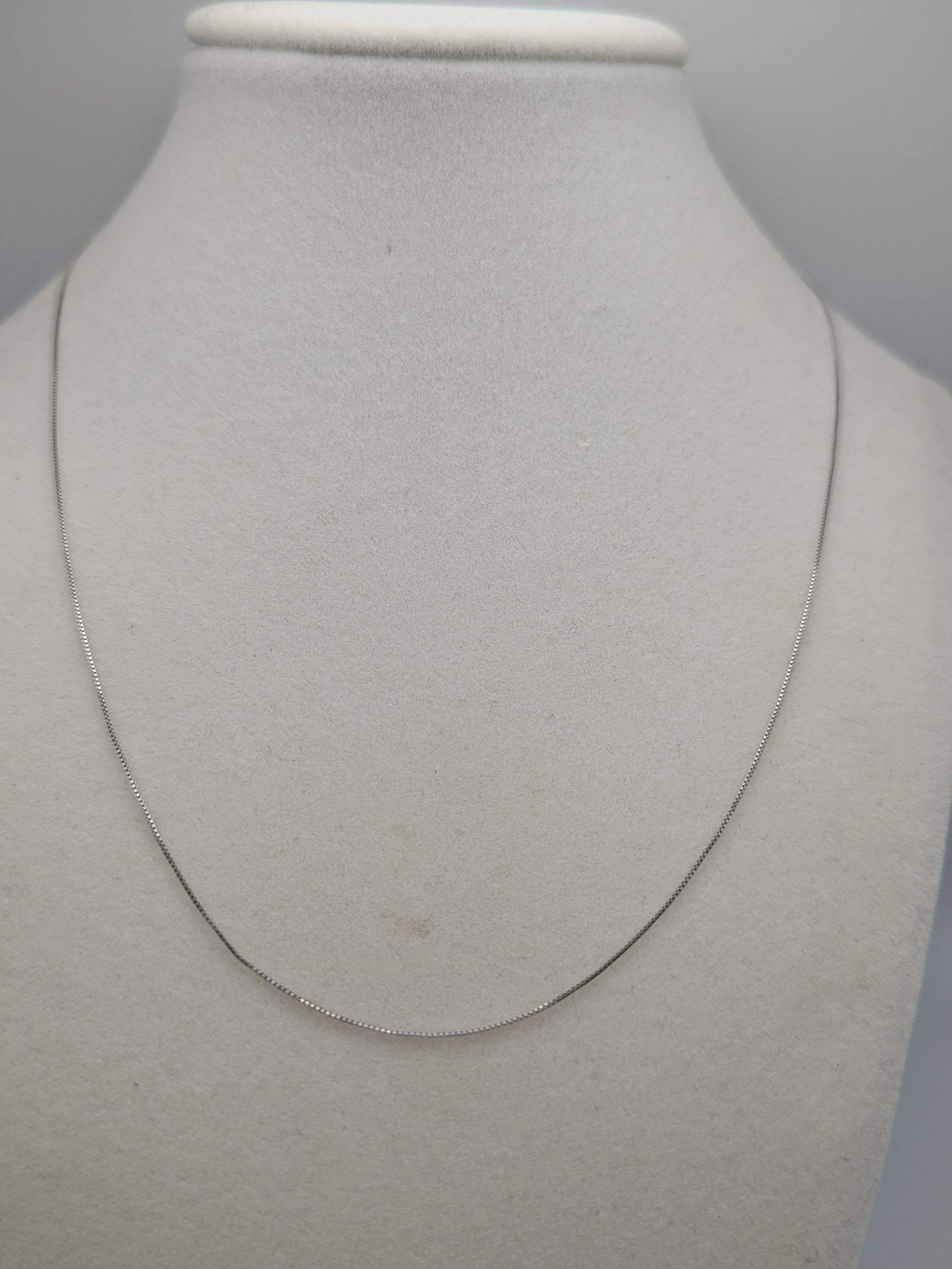 10k Whtie Gold Box Chain Necklace 18inch Box Chain Vintage Italian Box Chain.