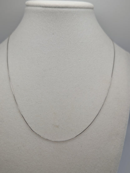 10k Whtie Gold Box Chain Necklace 18inch Box Chain Vintage Italian Box Chain.