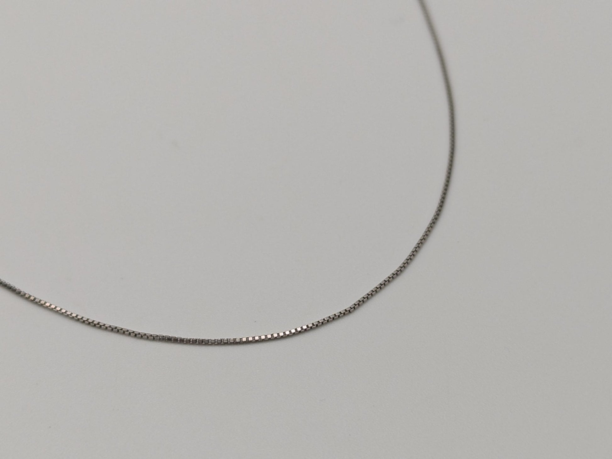 10k Whtie Gold Box Chain Necklace 18inch Box Chain Vintage Italian Box Chain.
