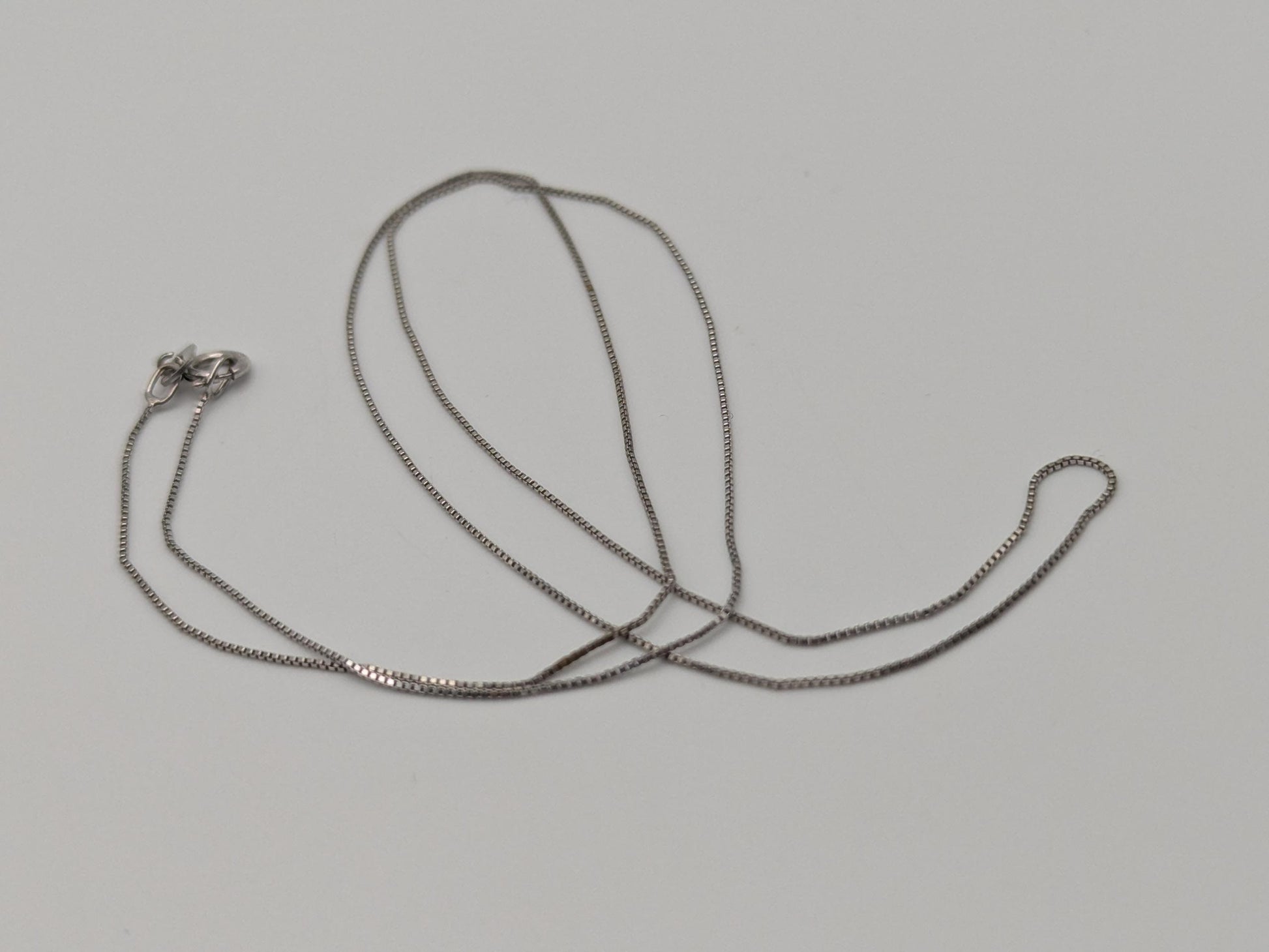 10k Whtie Gold Box Chain Necklace 18inch Box Chain Vintage Italian Box Chain.
