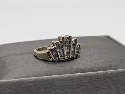 10k Yellow Gold Diamond .25 ctw Crown Style Ring. Cocktail Diamond Ring.