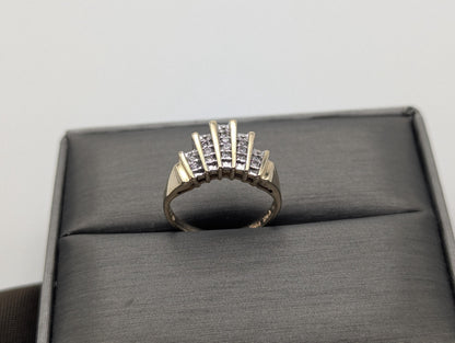 10k Yellow Gold Diamond .25 ctw Crown Style Ring. Cocktail Diamond Ring.