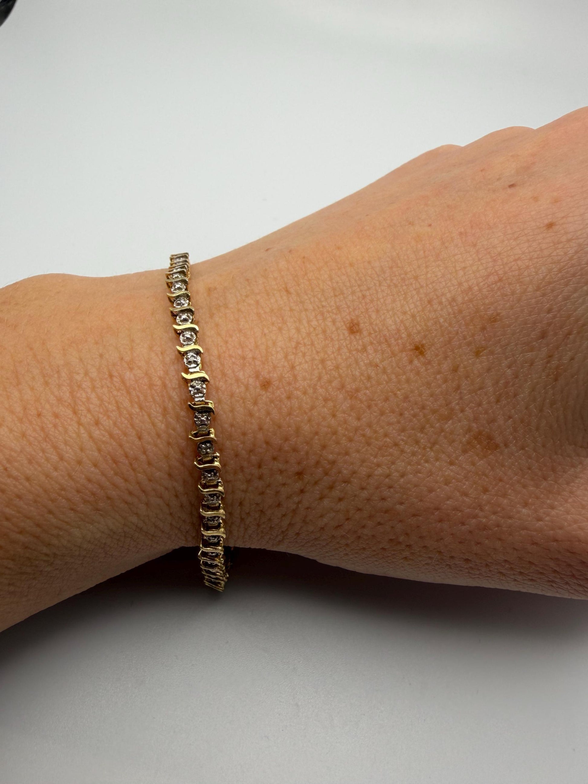 10k Yellow Gold Diamonds Bracelets Women Tennis Bracelet Chain 7"