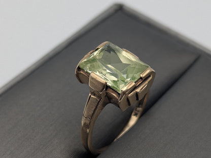 10k Yellow Gold Green Spinel Statement Ring Cocktail Ring