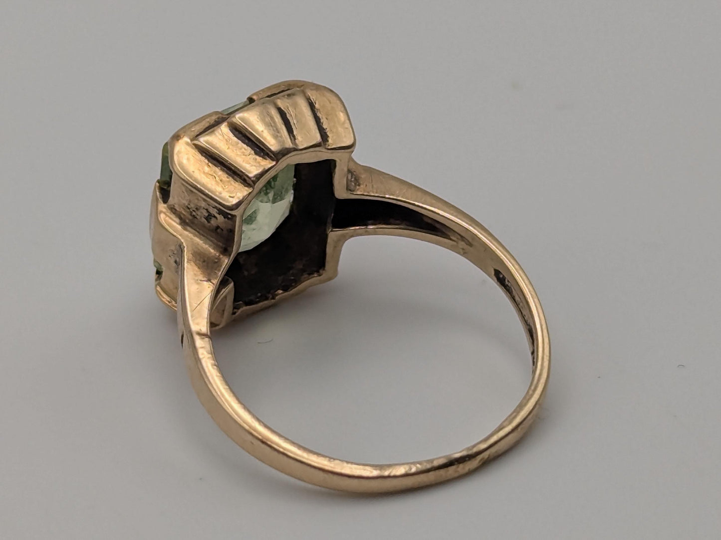 10k Yellow Gold Green Spinel Statement Ring Cocktail Ring