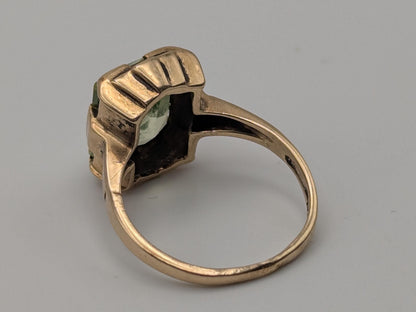 10k Yellow Gold Green Spinel Statement Ring Cocktail Ring