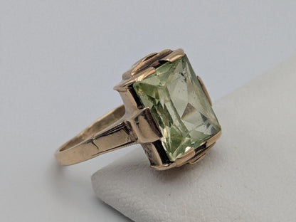 10k Yellow Gold Green Spinel Statement Ring Cocktail Ring