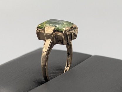 10k Yellow Gold Green Spinel Statement Ring Cocktail Ring