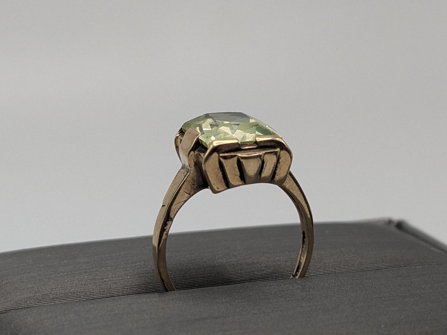 10k Yellow Gold Green Spinel Statement Ring Cocktail Ring