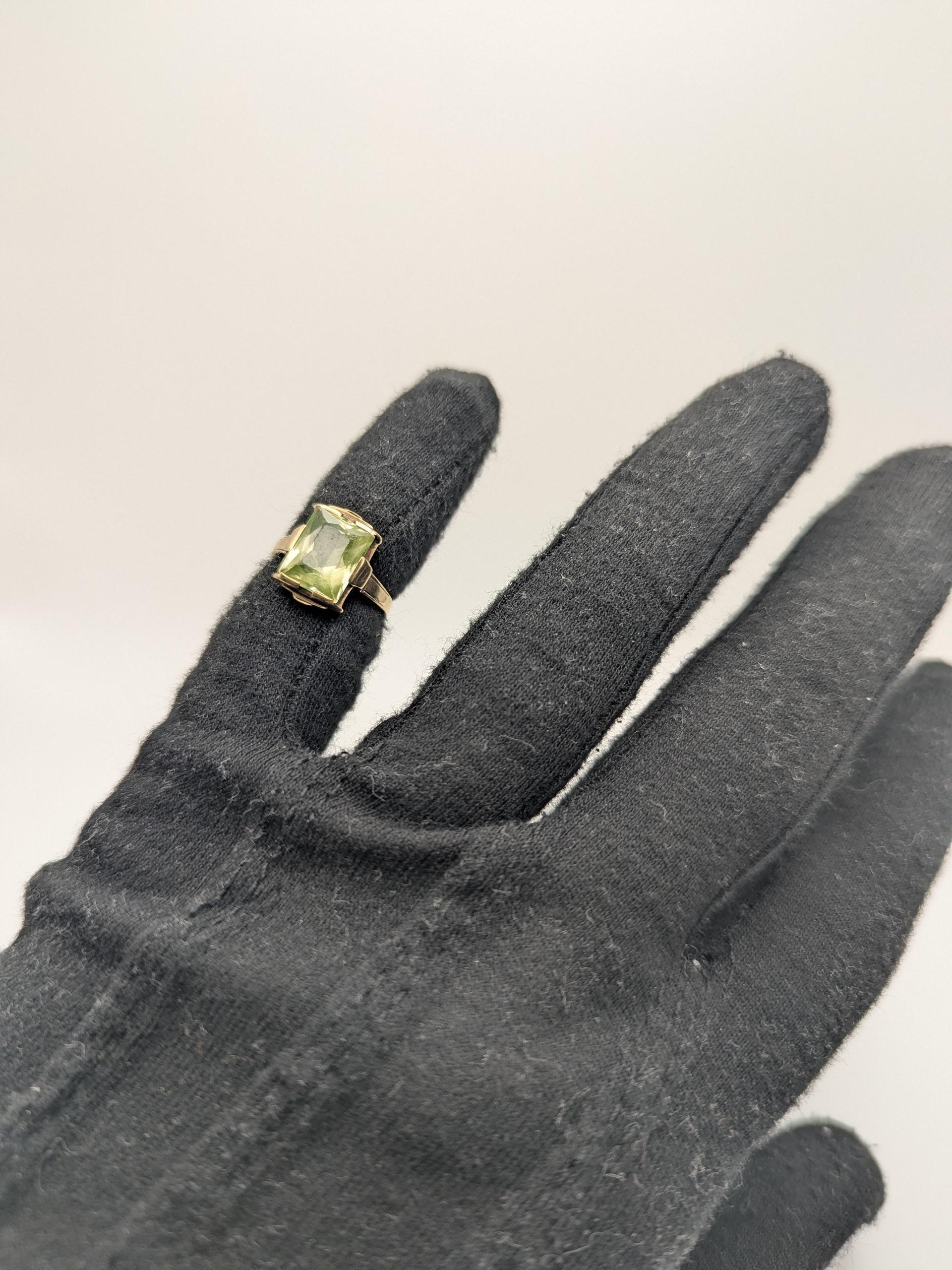 10k Yellow Gold Green Spinel Statement Ring Cocktail Ring