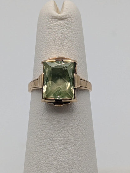 10k Yellow Gold Green Spinel Statement Ring Cocktail Ring