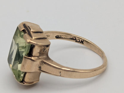 10k Yellow Gold Green Spinel Statement Ring Cocktail Ring