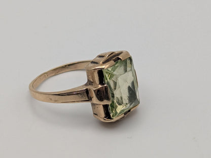 10k Yellow Gold Green Spinel Statement Ring Cocktail Ring