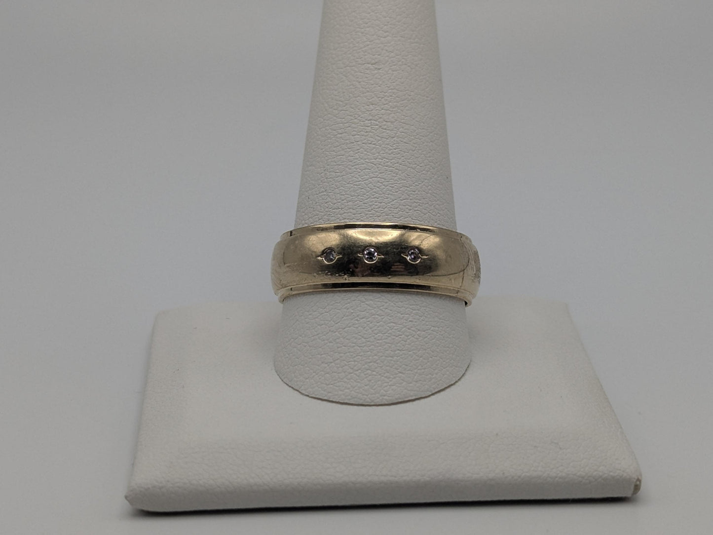 10k Yellow Gold HEAVY 7.9 gr Men's Diamonds with Edge Wedding Band Anniversary
