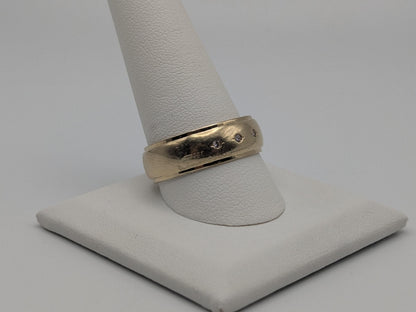 10k Yellow Gold HEAVY 7.9 gr Men's Diamonds with Edge Wedding Band Anniversary