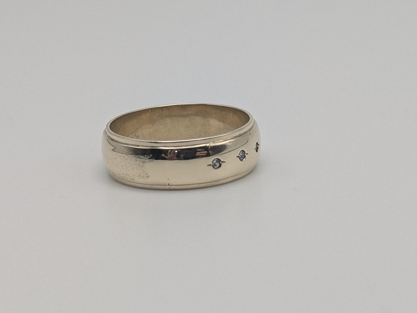 10k Yellow Gold HEAVY 7.9 gr Men's Diamonds with Edge Wedding Band Anniversary