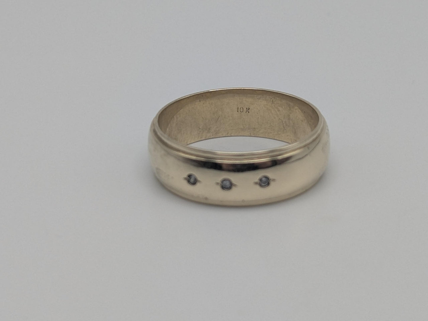 10k Yellow Gold HEAVY 7.9 gr Men's Diamonds with Edge Wedding Band Anniversary