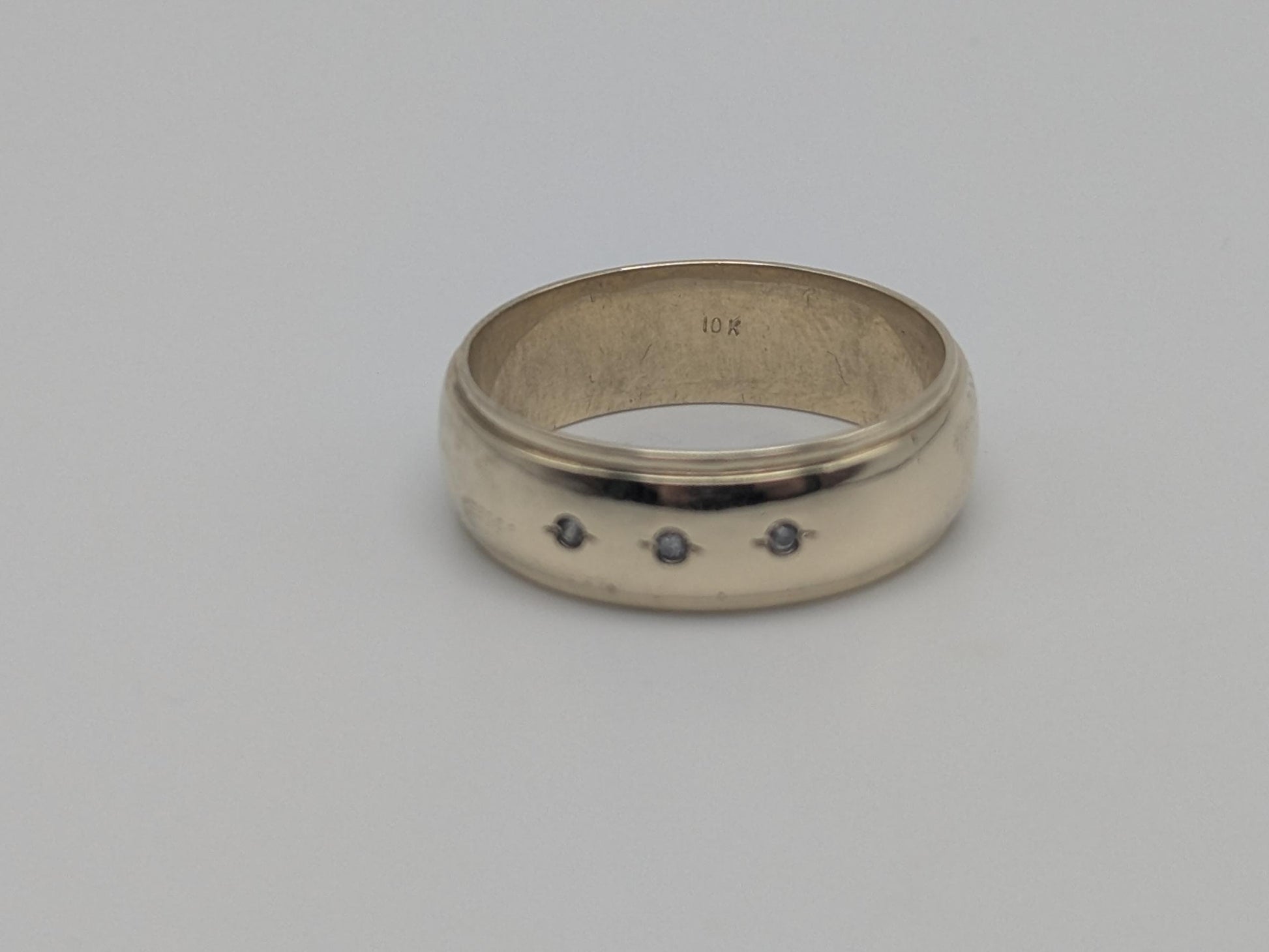 10k Yellow Gold HEAVY 7.9 gr Men's Diamonds with Edge Wedding Band Anniversary