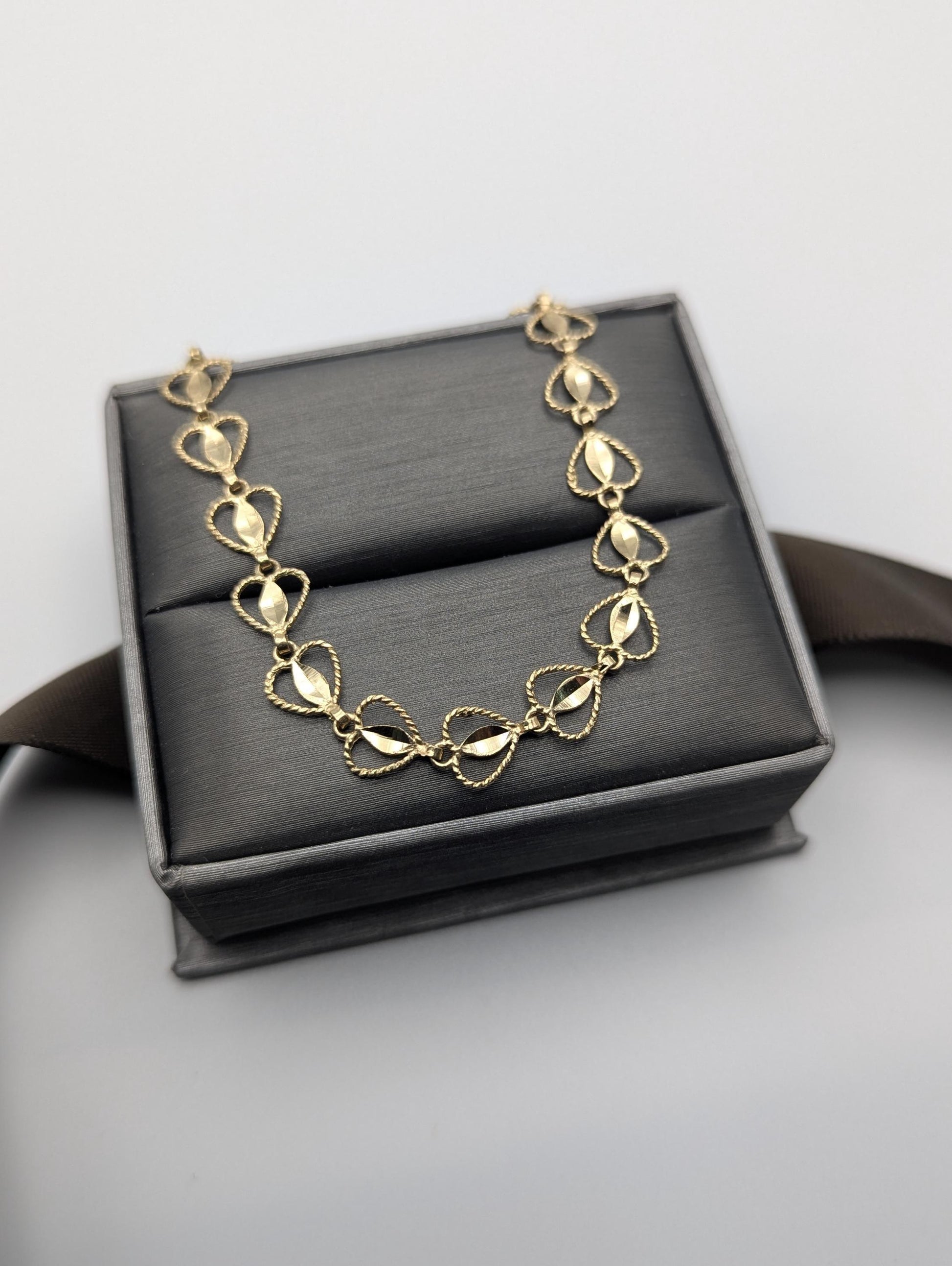 10k Yellow Gold  Heart Bracelets Women  Bracelet 7" Heart Chain Link Bracelet