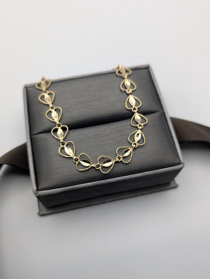 10k Yellow Gold  Heart Bracelets Women  Bracelet 7" Heart Chain Link Bracelet