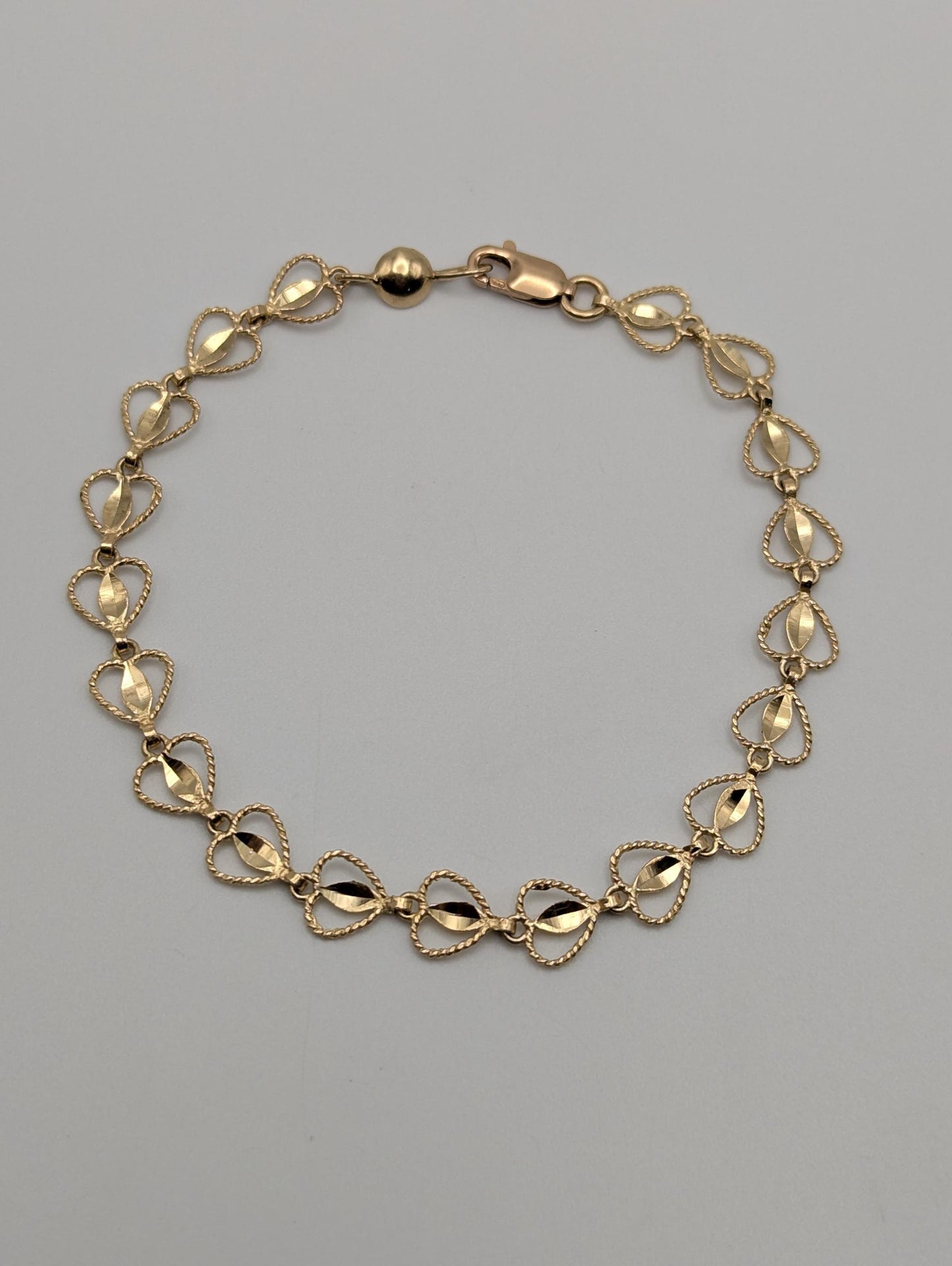 10k Yellow Gold  Heart Bracelets Women  Bracelet 7" Heart Chain Link Bracelet