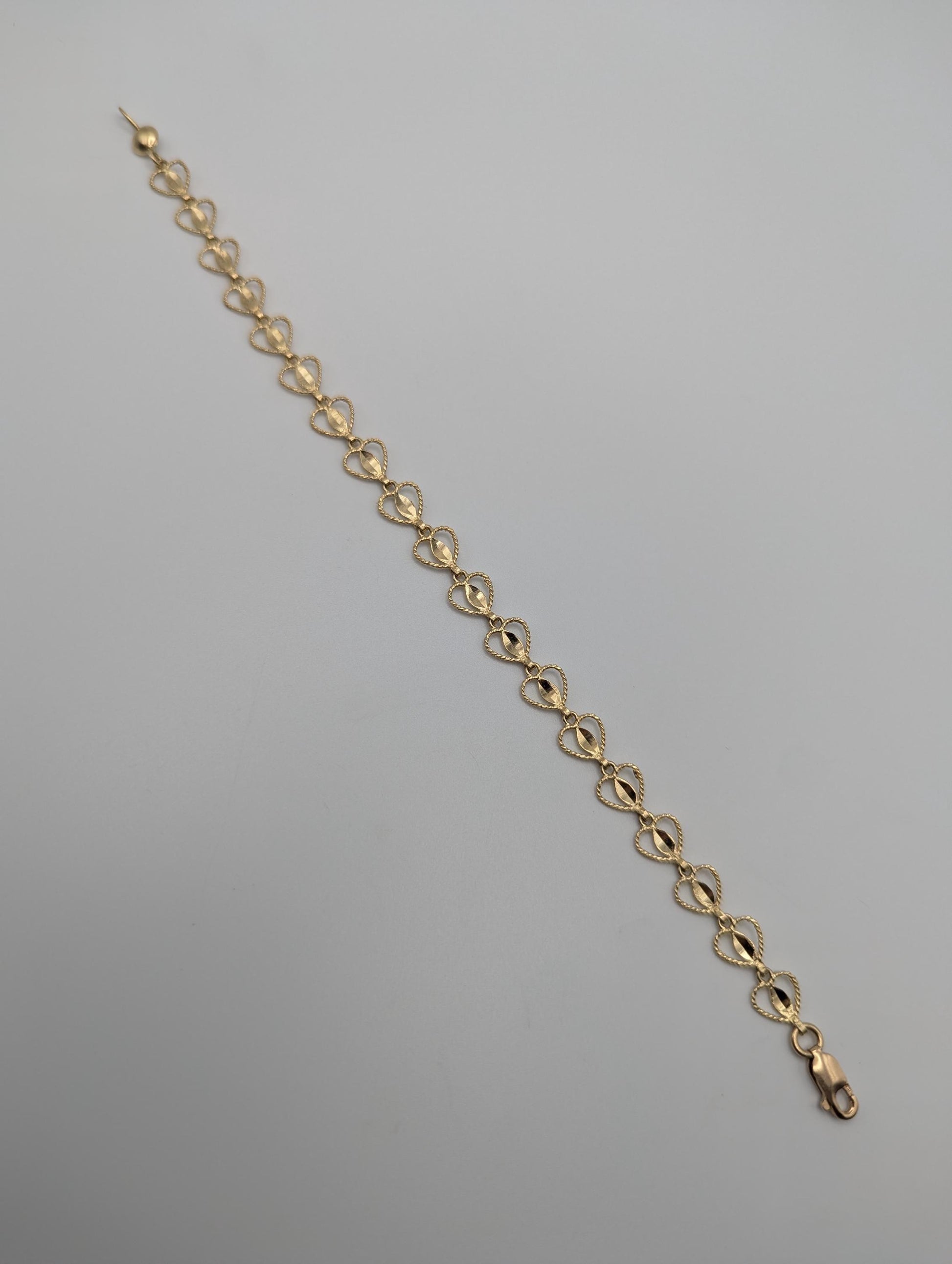 10k Yellow Gold  Heart Bracelets Women  Bracelet 7" Heart Chain Link Bracelet