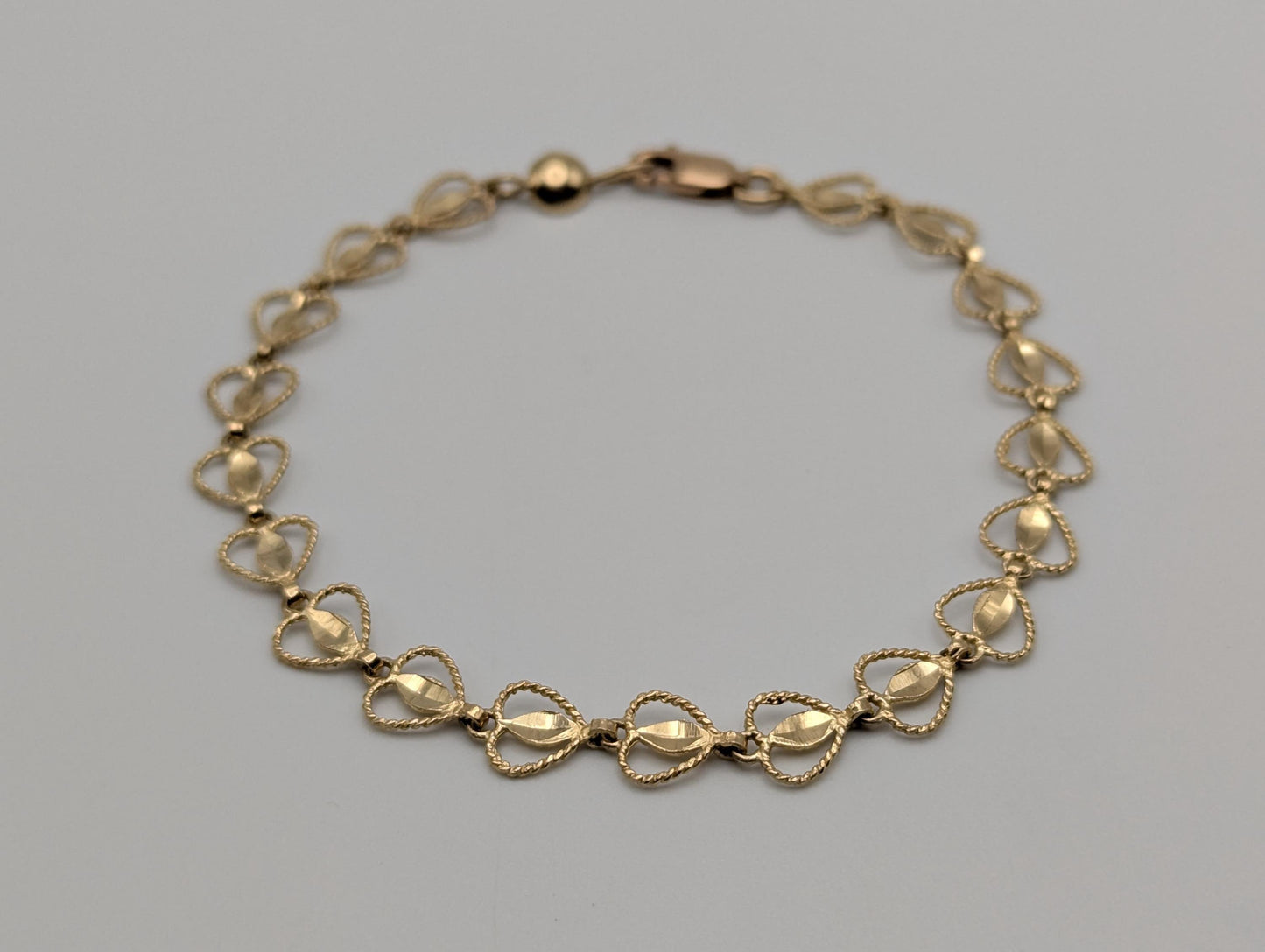 10k Yellow Gold  Heart Bracelets Women  Bracelet 7" Heart Chain Link Bracelet