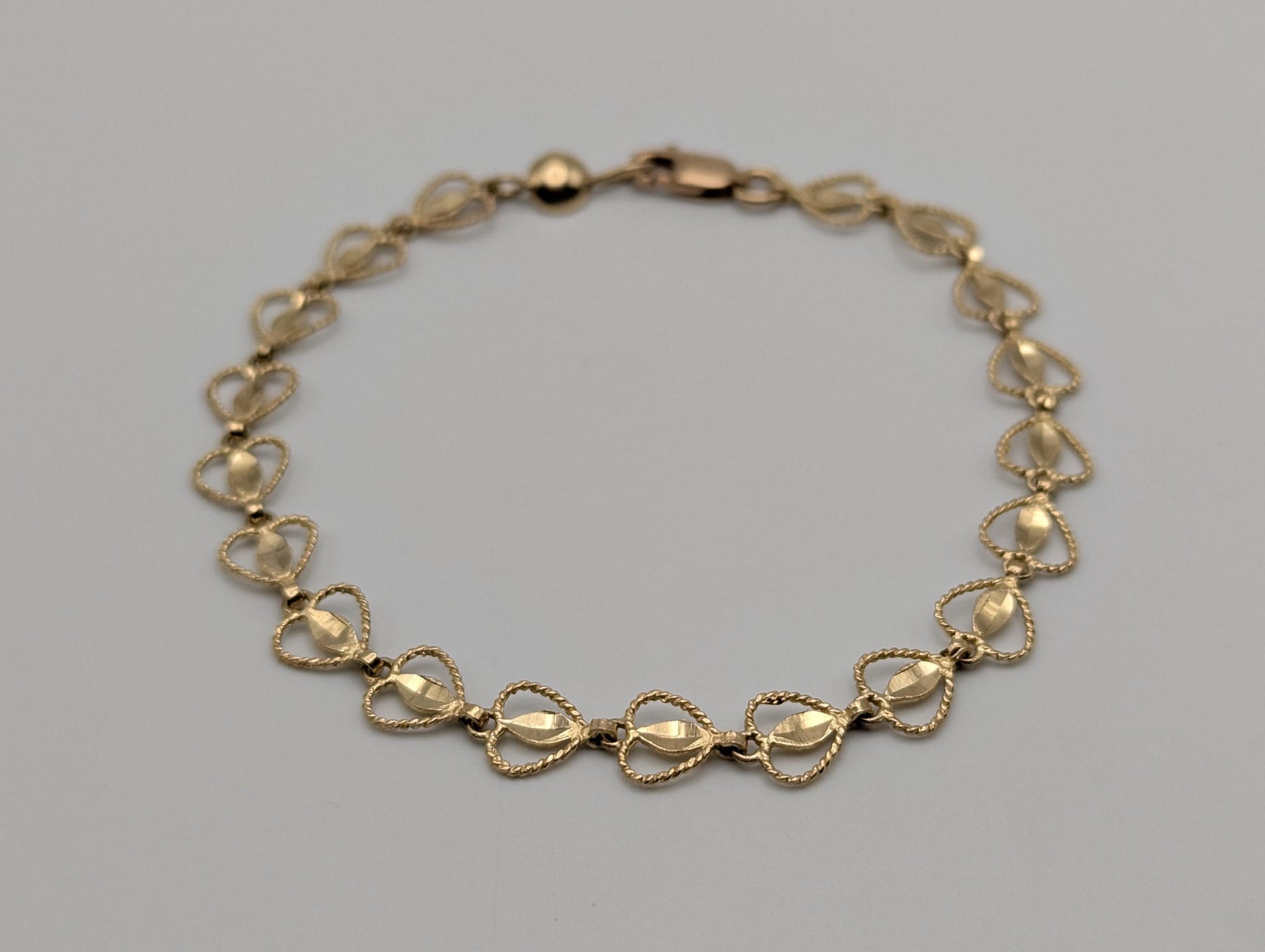 10k Yellow Gold  Heart Bracelets Women  Bracelet 7" Heart Chain Link Bracelet