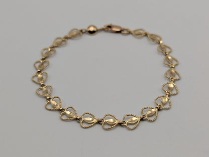 10k Yellow Gold  Heart Bracelets Women  Bracelet 7" Heart Chain Link Bracelet