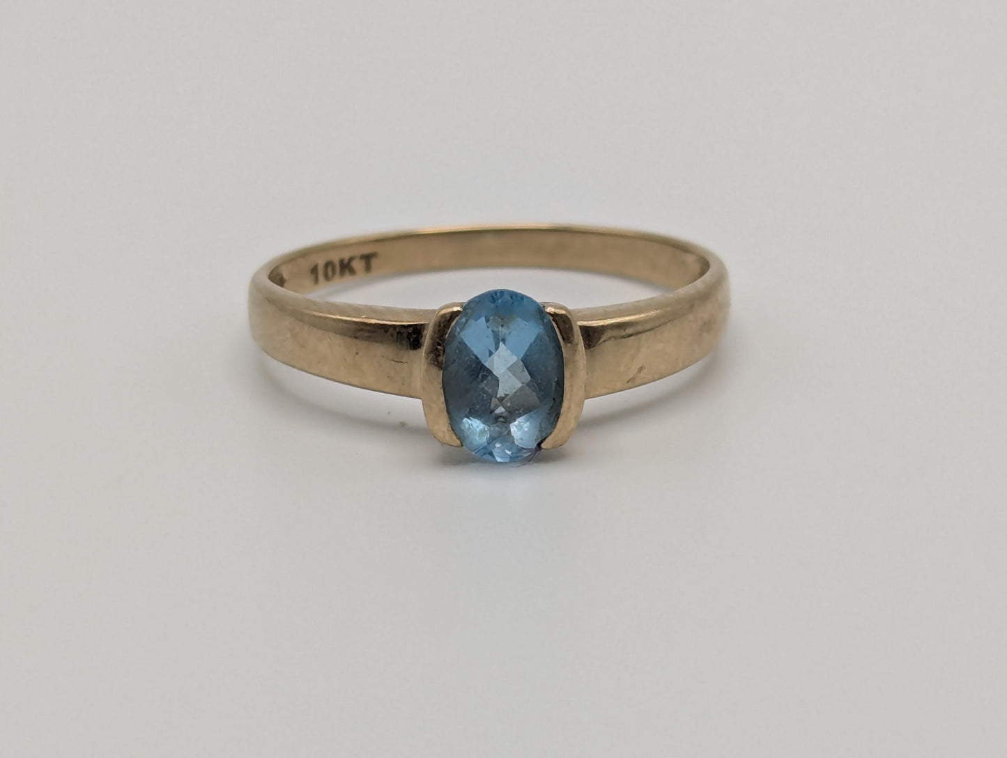 10k Yellow Gold London Topaz Ring Wedding Cocktail Statement Ring.