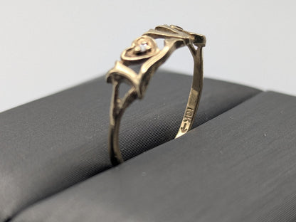 10k Yellow Gold Love Diamond Ring Promise Band Pinky Ring.