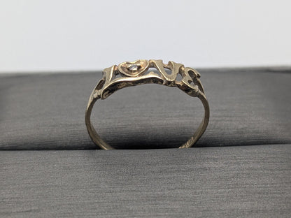 10k Yellow Gold Love Diamond Ring Promise Band Pinky Ring.