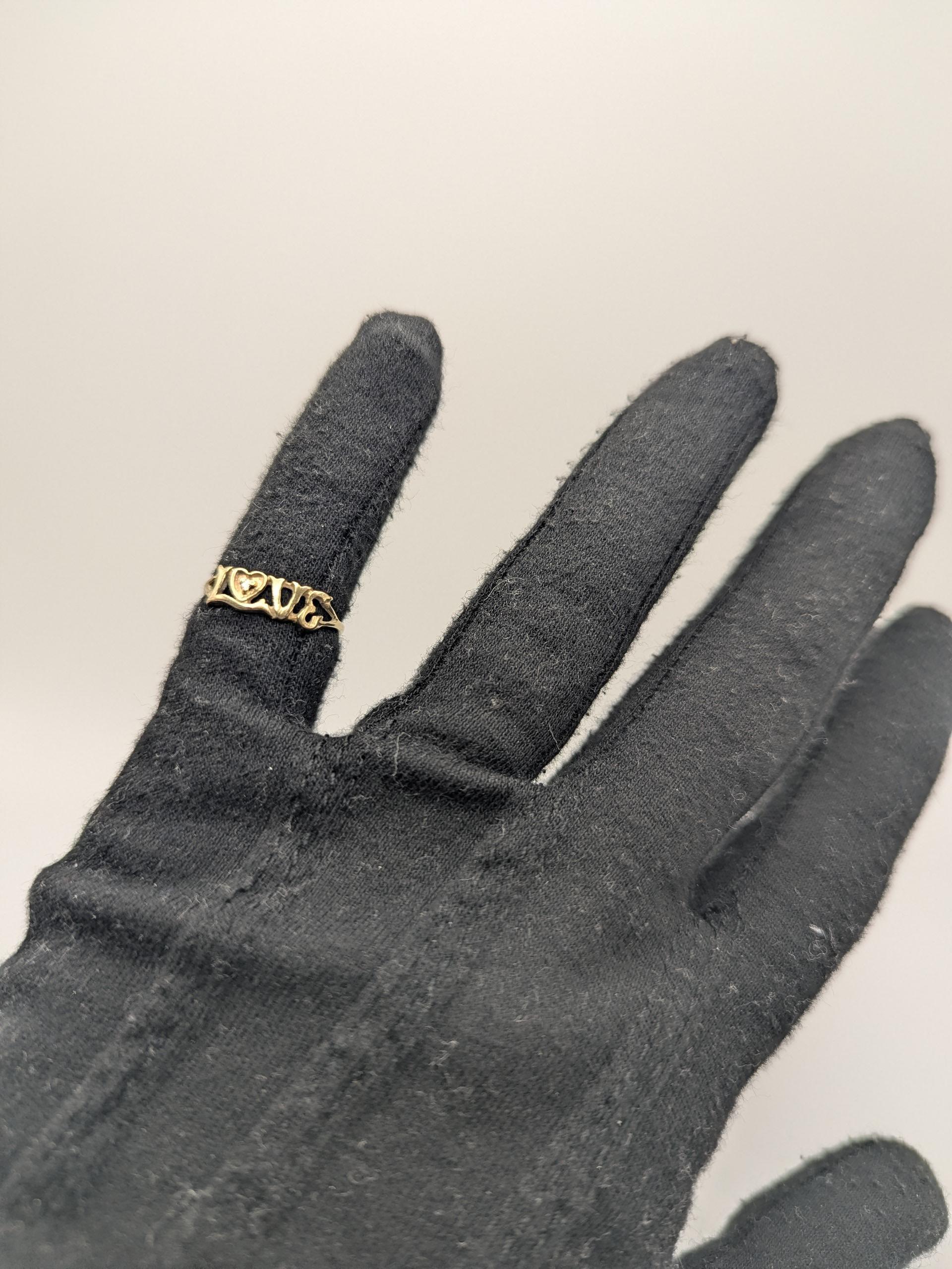 10k Yellow Gold Love Diamond Ring Promise Band Pinky Ring.