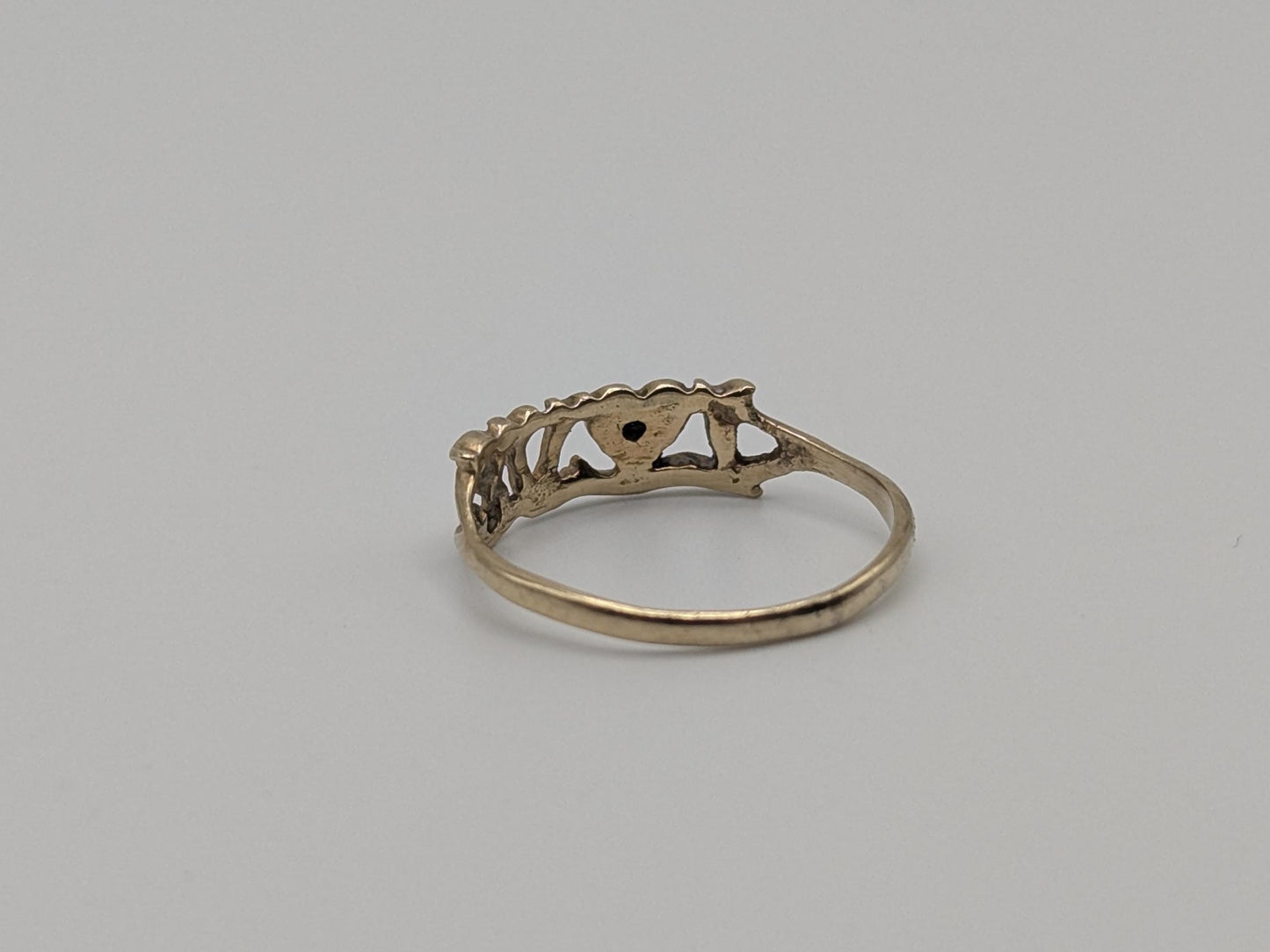 10k Yellow Gold Love Diamond Ring Promise Band Pinky Ring.