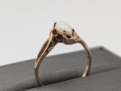 10k Yellow Gold Marquise Oval Opal Ring Wedding Statement Band Promise Ring