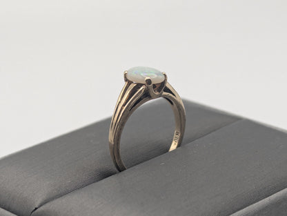 10k Yellow Gold Oval Opal Ring Wedding Statement Promise Band