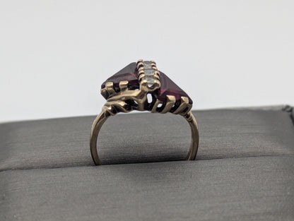 10k Yellow Gold Ruby & Quartz Ring Promise Engagement Wedding band