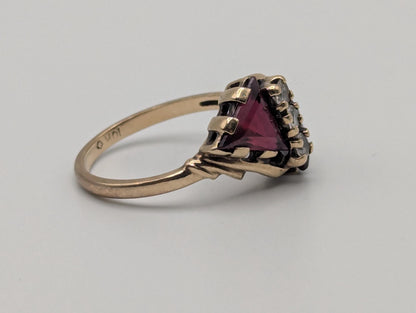 10k Yellow Gold Ruby & Quartz Ring Promise Engagement Wedding band