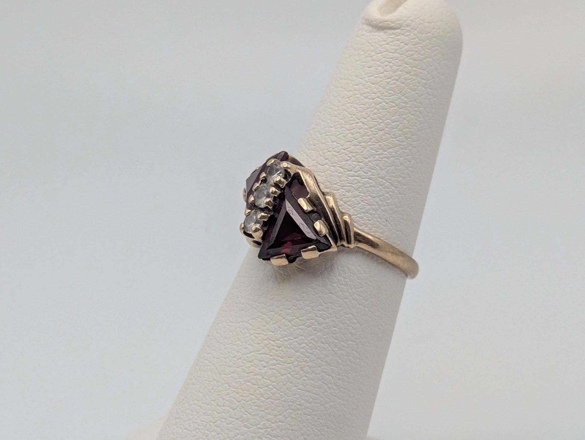 10k Yellow Gold Ruby & Quartz Ring Promise Engagement Wedding band