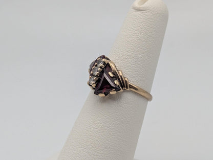 10k Yellow Gold Ruby & Quartz Ring Promise Engagement Wedding band