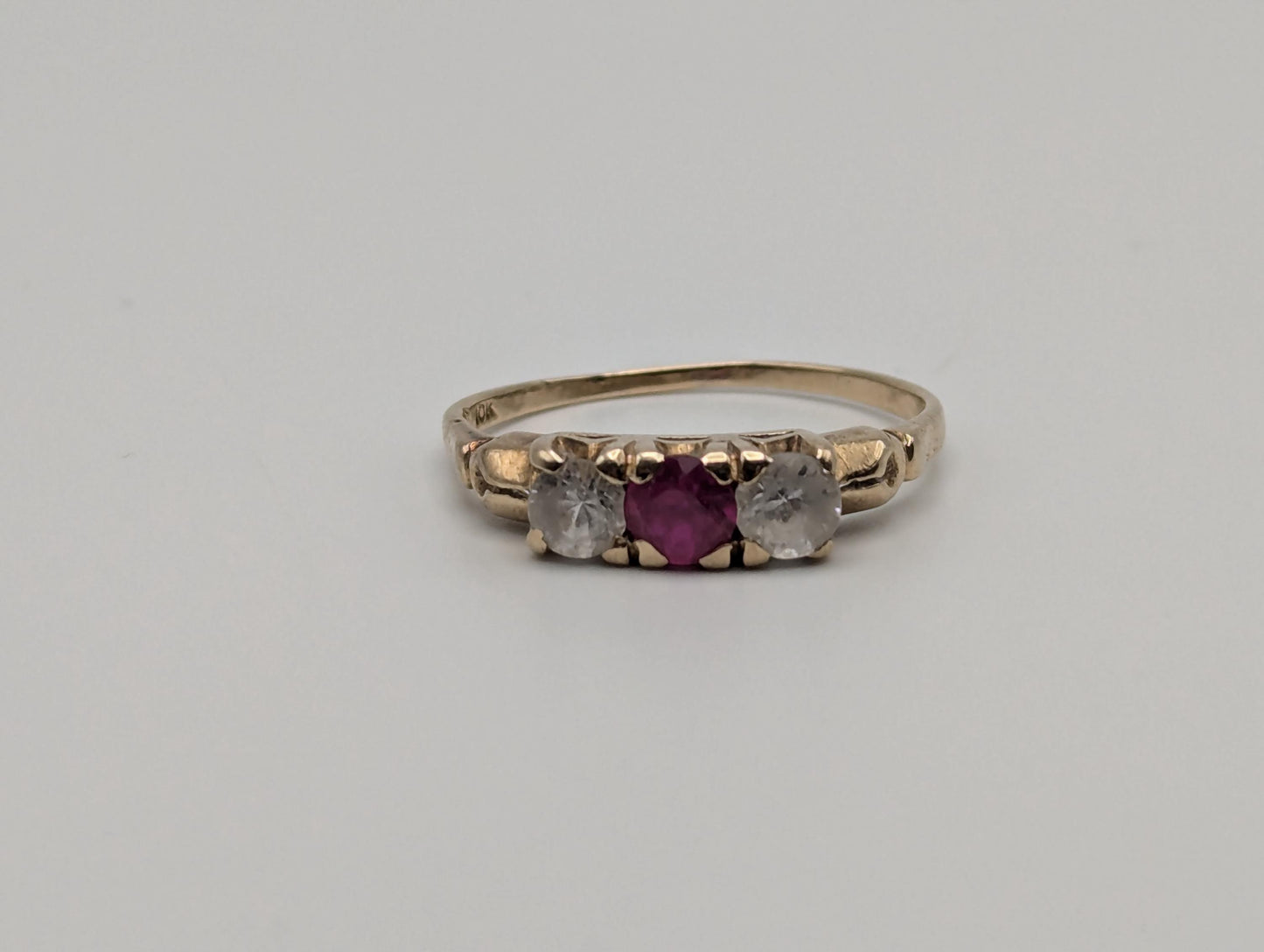 10k Yellow Gold Ruby Quartz Ring Promise Engagement Wedding band