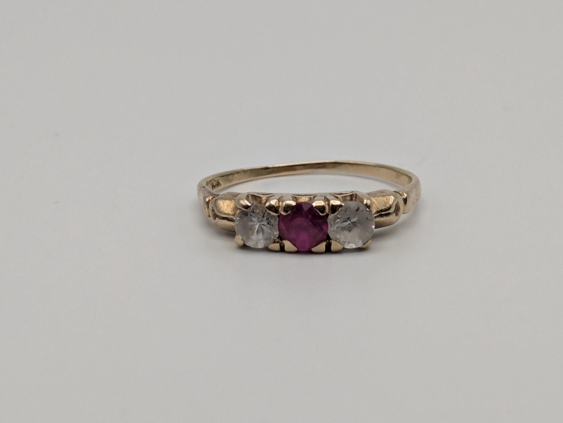 10k Yellow Gold Ruby Quartz Ring Promise Engagement Wedding band